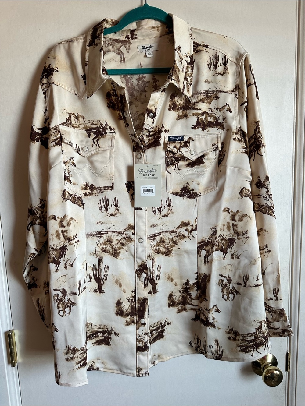 Wrangler Retro Cream Rodeo Print Western Shirt